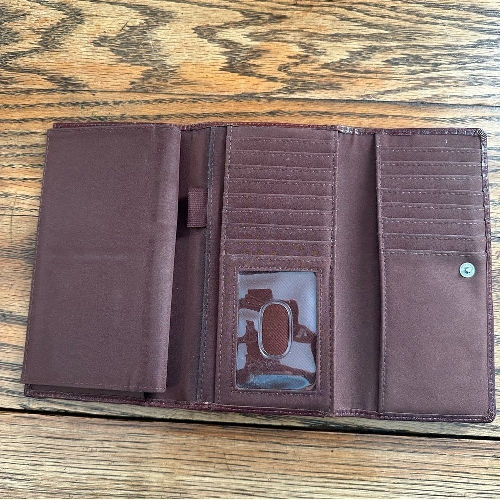 Fossil Tri-Fold Wallet + Check Book Set Brown Lea… - image 8
